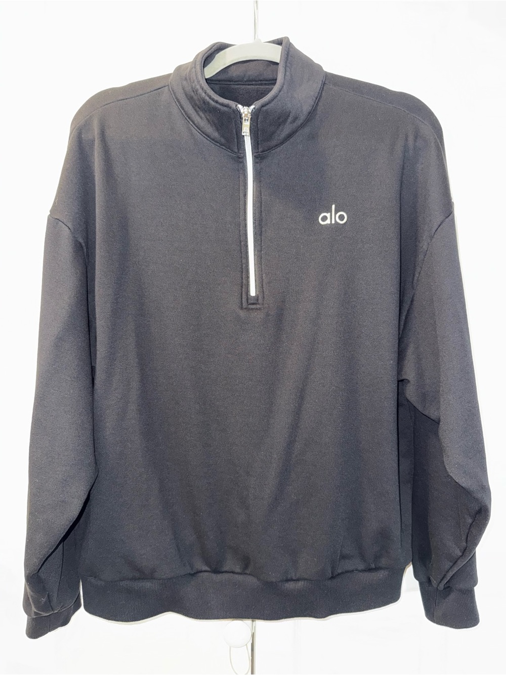 ALO Yoga Black Quarter-Zip Pullover Sweater